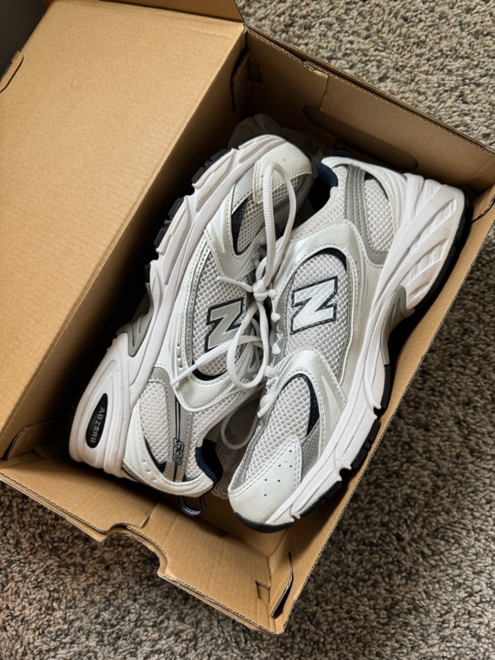 New Balance 530 White and Gray Athletic Sneakers